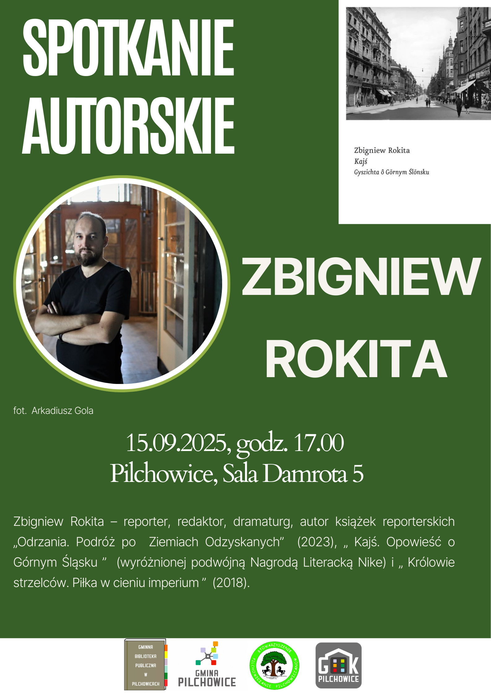 Plakat informujący o spotkaniu autorskim ze Zbigniewem Rokitą