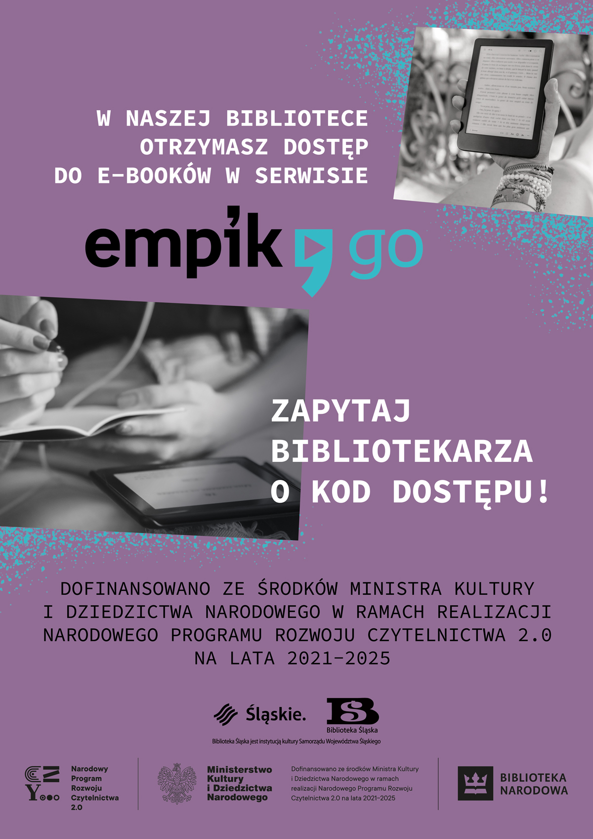 Plakat reklamujący możliwość dostępu do e-Booków w Empik GO